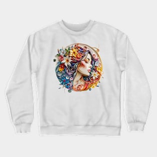 Whispers of Grace: A Quilled Kirigami Ode to Womanhood Crewneck Sweatshirt